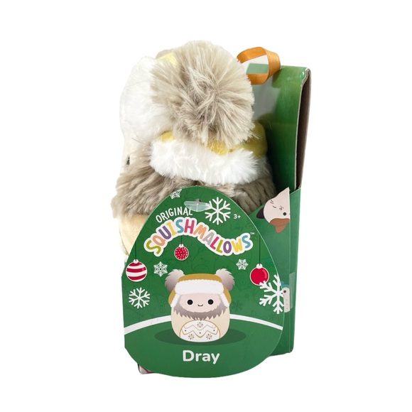 Squishmallows Holiday Ornament Dray, 4” Plush Cream Yeti with Hat, BNWT - Picture 2 of 10